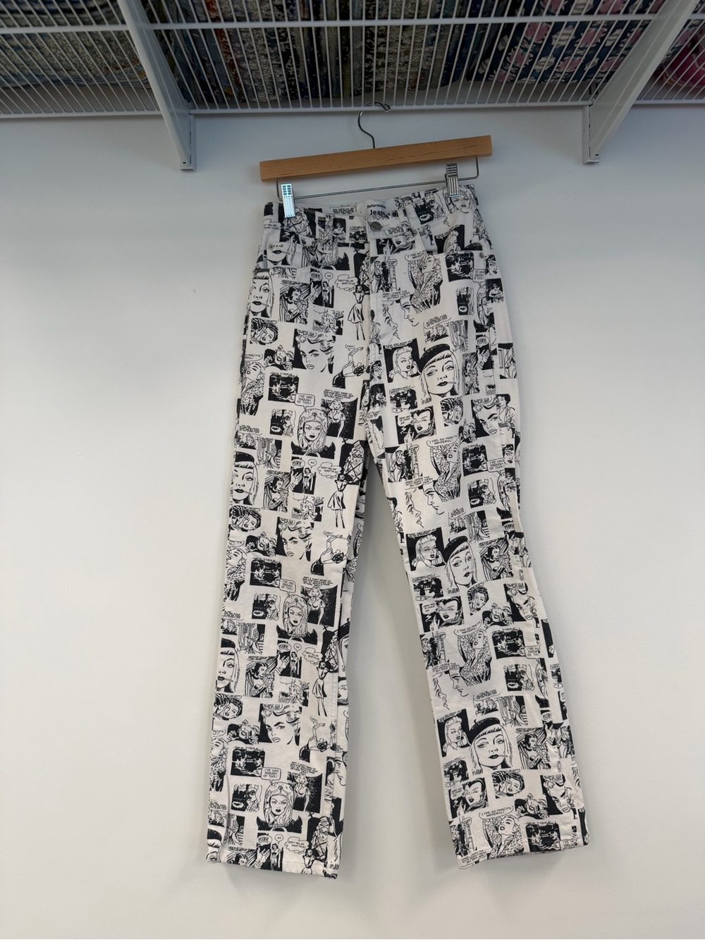 Reformation Black & White Comic Panel Jeans